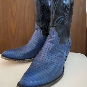 Justin Vintage Blue/Black Lizard Skin Design.